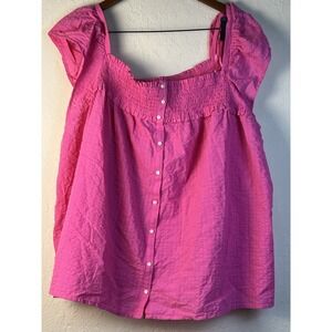 Y2K Old Navy Babydoll BoHo Top Size 4X‎ Flutter Sleeves Ruffle Neckline Smocked